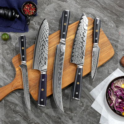 Set de cuțite profesionale, oțel de damasc, D2 - DACOBI.ro