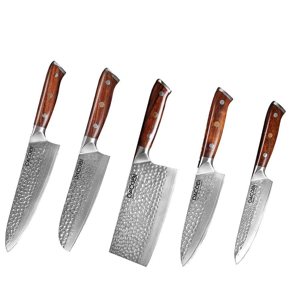 Set de cuțite profesionale, oțel de damasc, D8 - DACOBI.ro