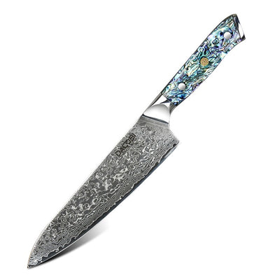 Cuțitul bucătarului, pentru bucătar profesionist, oțel damasc, mâner rășină, 21 cm (C19) - DACOBI.ro