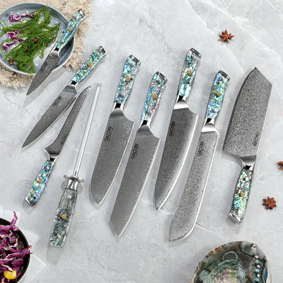Colecția Opal, Cuțite profesionale, oțel de damasc 67 straturi