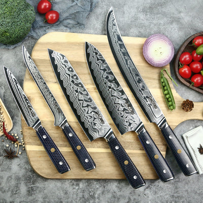 Colecția Hexa, Cuțite profesionake, oțel damasc 45 straturi