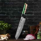Cuțit profesional Kiritsuke, oțel damasc, mâner rășină, 21 cm (C48) - DACOBI.ro