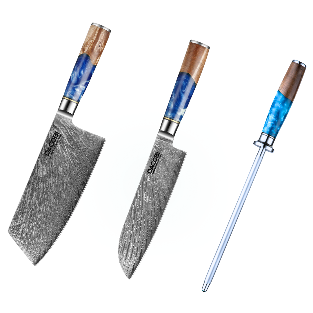 Set de cuțite profesionale, oțel de damasc, D13