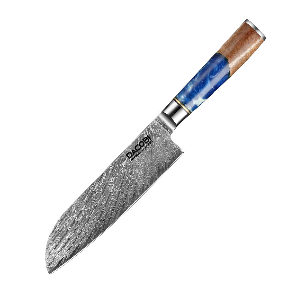 Cuțit Santoku, cuțit bucătari, oțel damasc, mâner compozit, 17.7 cm (C3)