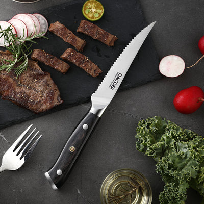 Cuțit pentru steak oțel german, mâner lemn pakka, 11 cm (C51) - DACOBI.ro