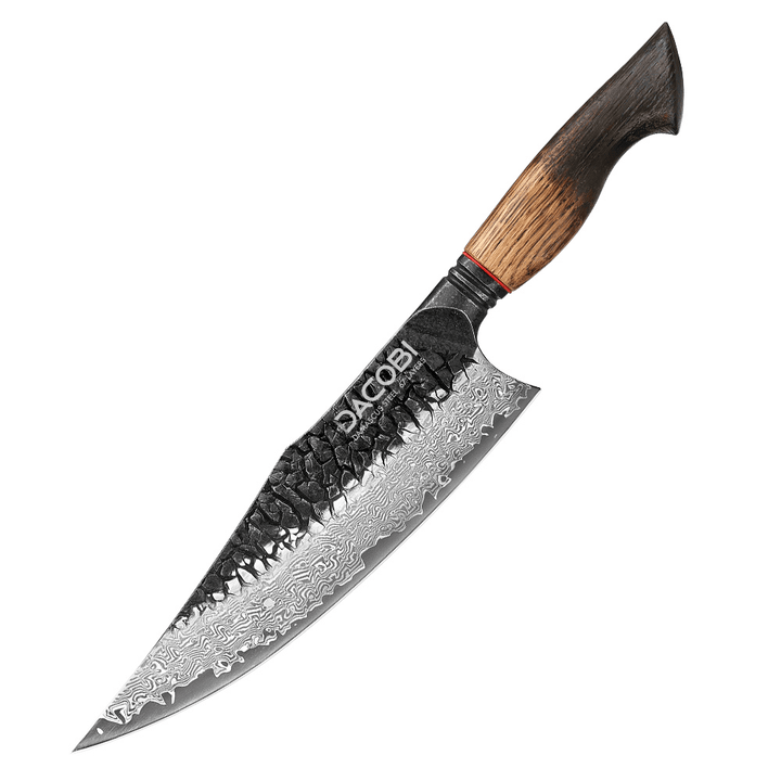 Cuțitul bucătarului, mâner ergonomic stejar alb, oțel damasc, 22 cm (C61)