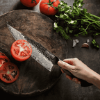 Cuțitul bucătarului, mâner ergonomic stejar alb, oțel damasc, 22 cm (C61)