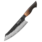 Cuțit Santoku, mâner ergonomic stejar alb, oțel damasc, 19 cm (C62)