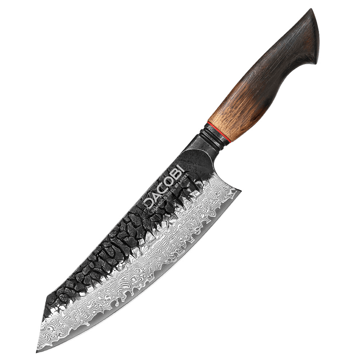 Cuțit Santoku, mâner ergonomic stejar alb, oțel damasc, 19 cm (C62)