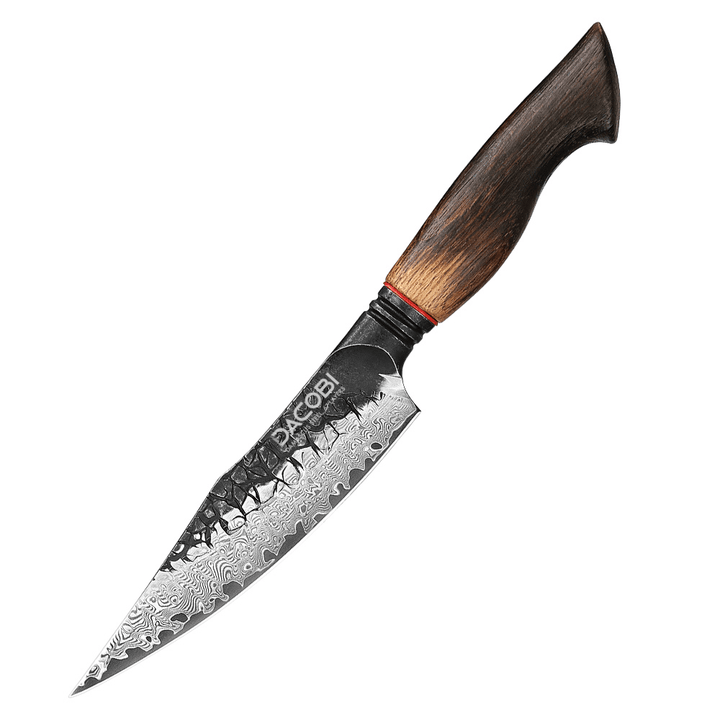 Cuțit universal cu mâner de stejar alb, oțel damasc, 14 cm (C63)