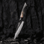 Cuțit universal cu mâner de stejar alb, oțel damasc, 14 cm (C63)