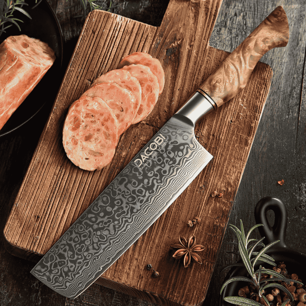 Cuțit Profesional Nakiri, oțel damasc, mâner lemn sycamore, 18 cm (C64)