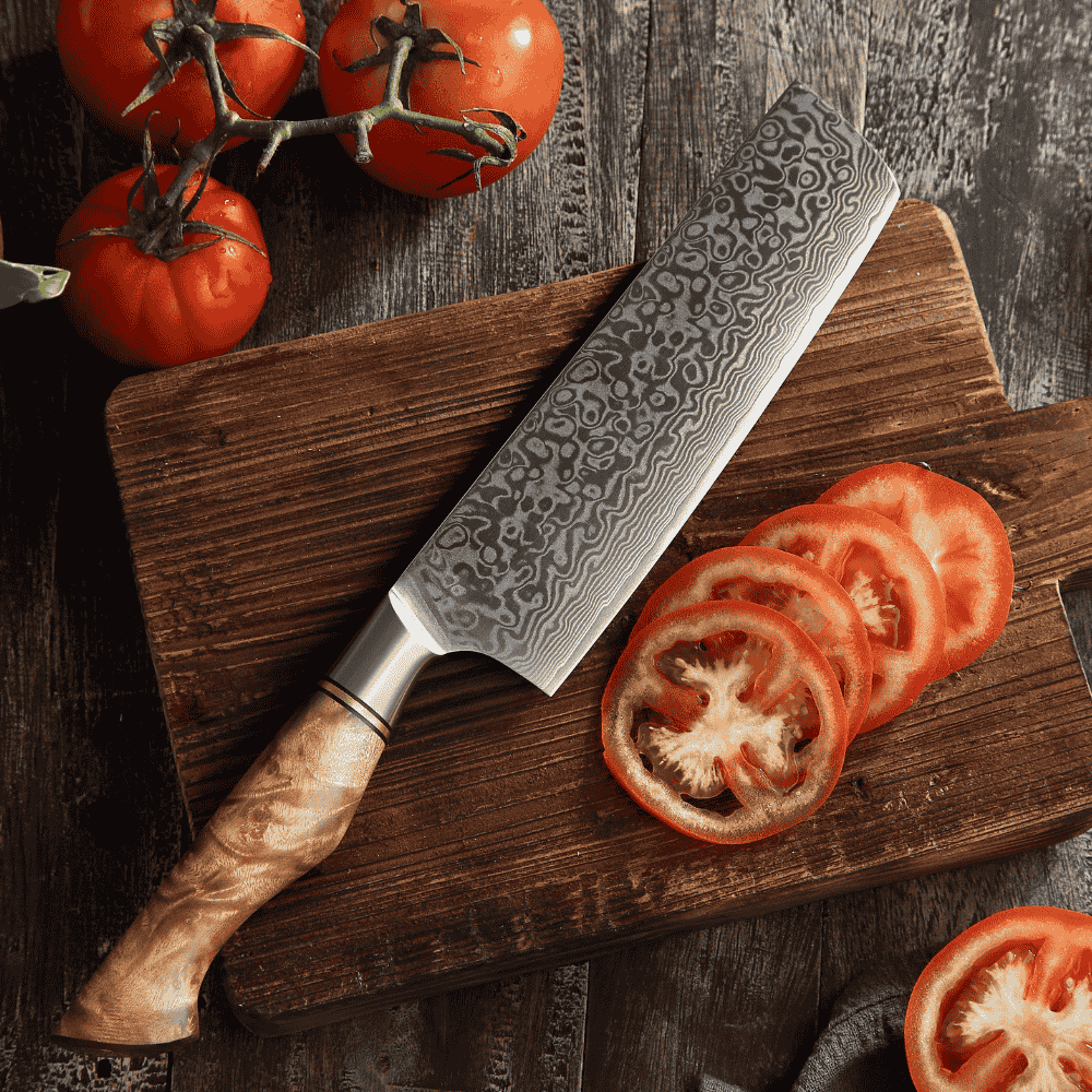 Cuțit Profesional Nakiri, oțel damasc, mâner lemn sycamore, 18 cm (C64)