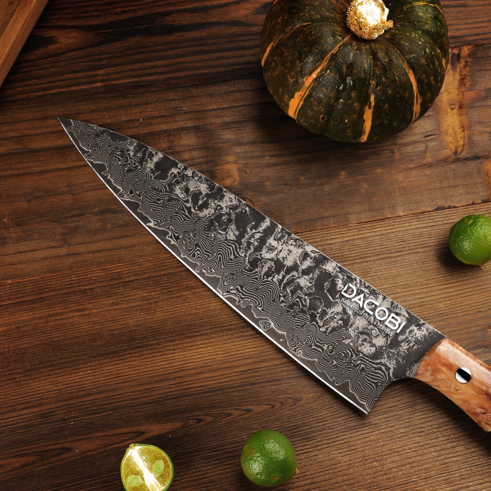 Cuțitul bucătarului, mâner ergonomic, oțel damasc, 22 cm (C67)