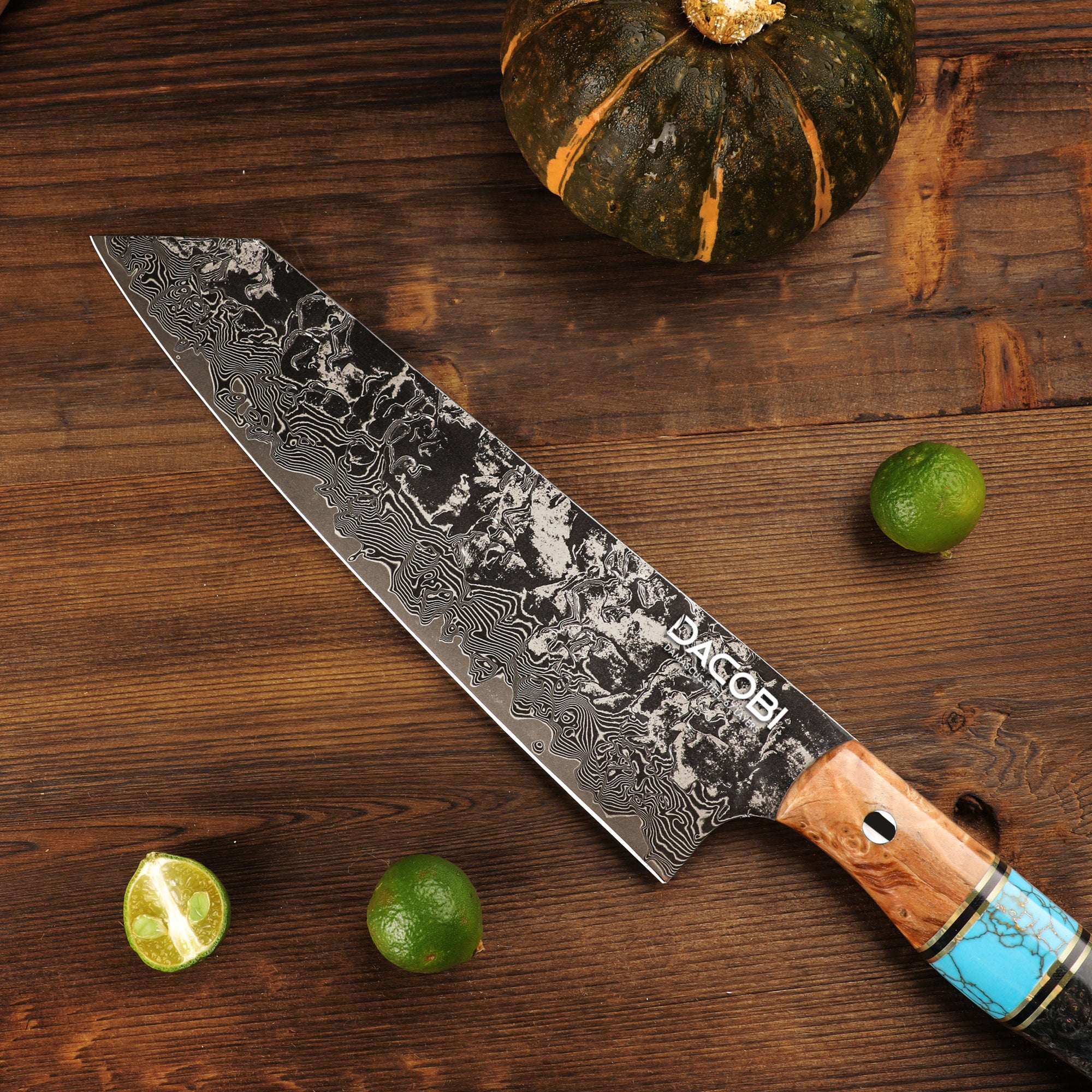 Cuțit profesional Kiritsuke, oțel damasc, mâner ergonomic, 20 cm (C68)