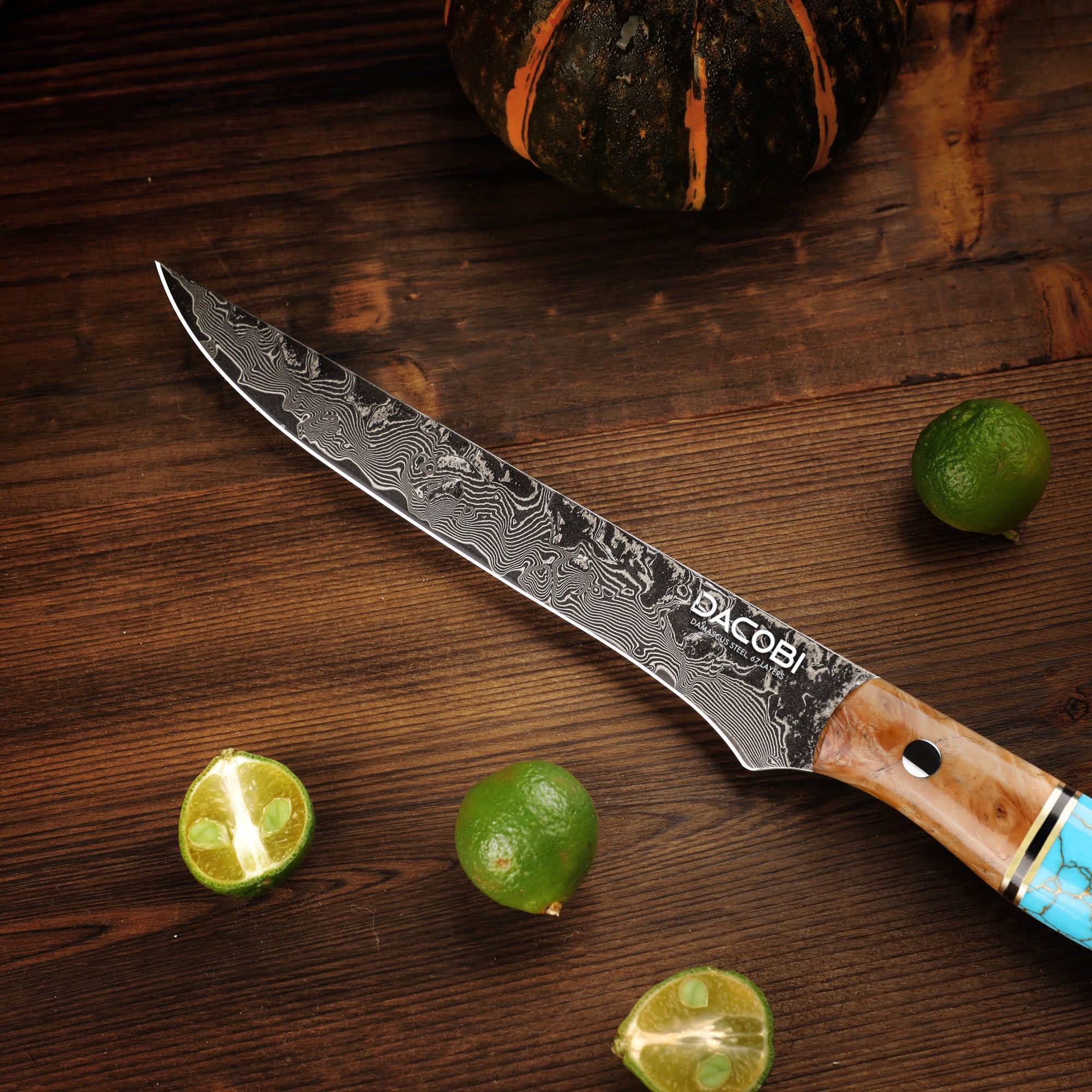 Cuțit pentru filetat oțel damasc, 15.5 cm (C69)