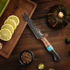 Cuțit universal cu mâner de arțar stabilizat, oțel damasc, 12.8 cm (C70)