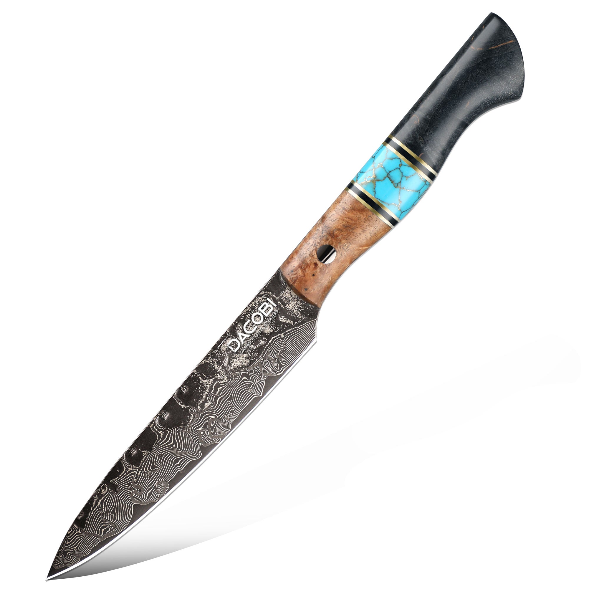 Cuțit universal cu mâner de arțar stabilizat, oțel damasc, 12.8 cm (C70)