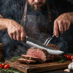 Cuțitul măcelarului, oțel damasc, mâner stejar, 25.5 cm (C71)