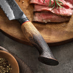 Cuțitul măcelarului, oțel damasc, mâner stejar, 25.5 cm (C71)