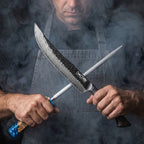 Cuțitul măcelarului, oțel damasc, mâner stejar, 25.5 cm (C71)