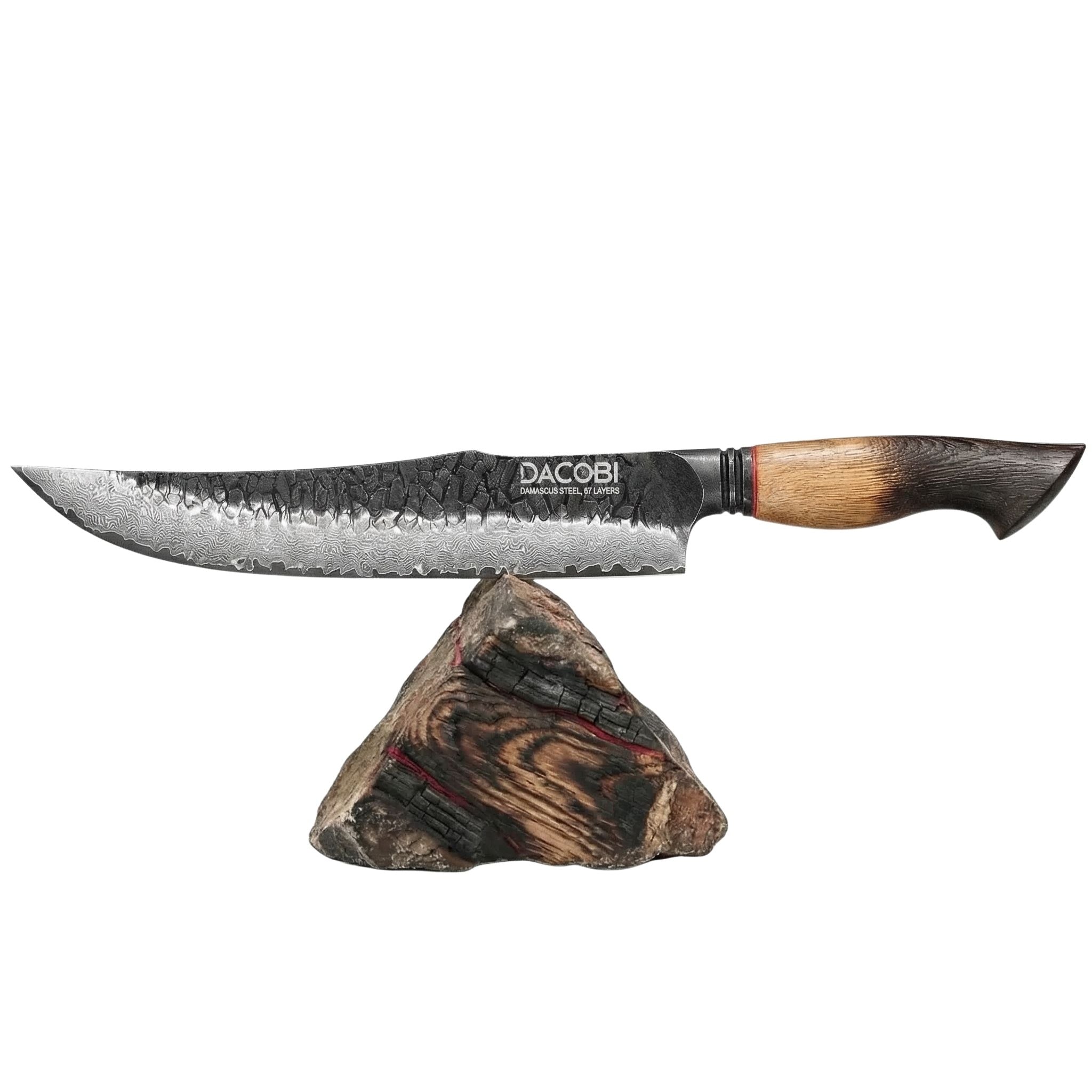 Cuțitul măcelarului, oțel damasc, mâner stejar, 25.5 cm (C71)