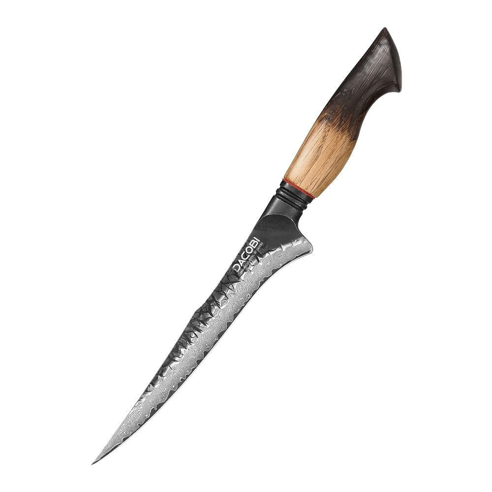Cuțit pentru filetat oțel damasc, mâner stejar, 15.5 cm, C72