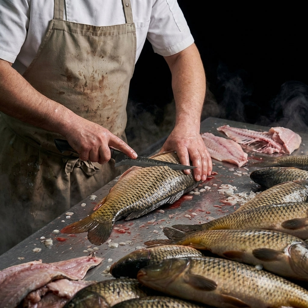 Cuțit pentru filetat oțel damasc, mâner stejar, 15.5 cm, C72