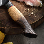 Cuțit pentru filetat oțel damasc, mâner stejar, 15.5 cm, C72