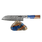 Cuțit Santoku, cuțit bucătari, oțel damasc, mâner compozit, 17.7 cm (C3)