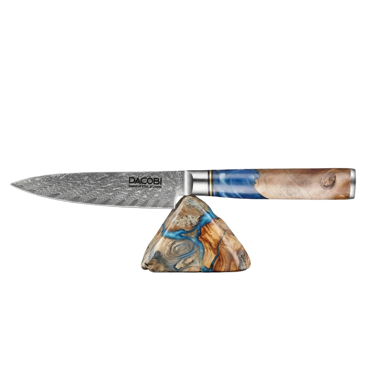 Cuțit universal oțel damasc, mâner albastru compozit, 12 cm (C5)