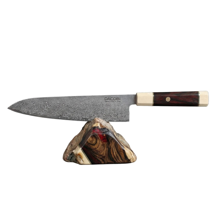 Cuțitul bucătarului, mâner octogonal lemn de tradafir, oțel damasc, 22.9 cm (C11)