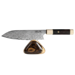 Cuțit Santoku, mâner lemn de trandafir octogonal, oțel damasc, 20.5 cm (C12)