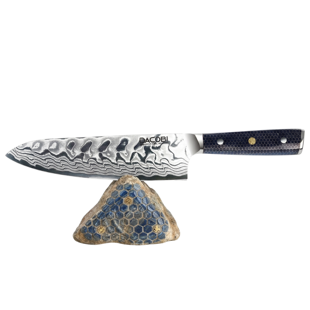 Cuțitul bucătarului, cuțitul pentru profesioniști, oțel damasc, mâner rășină model fagure, 20 cm (C15)