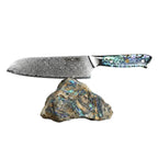 Cuțit Santoku, cuțit pentru legume, oțel damasc, mâner rășină, 18 cm (C23)