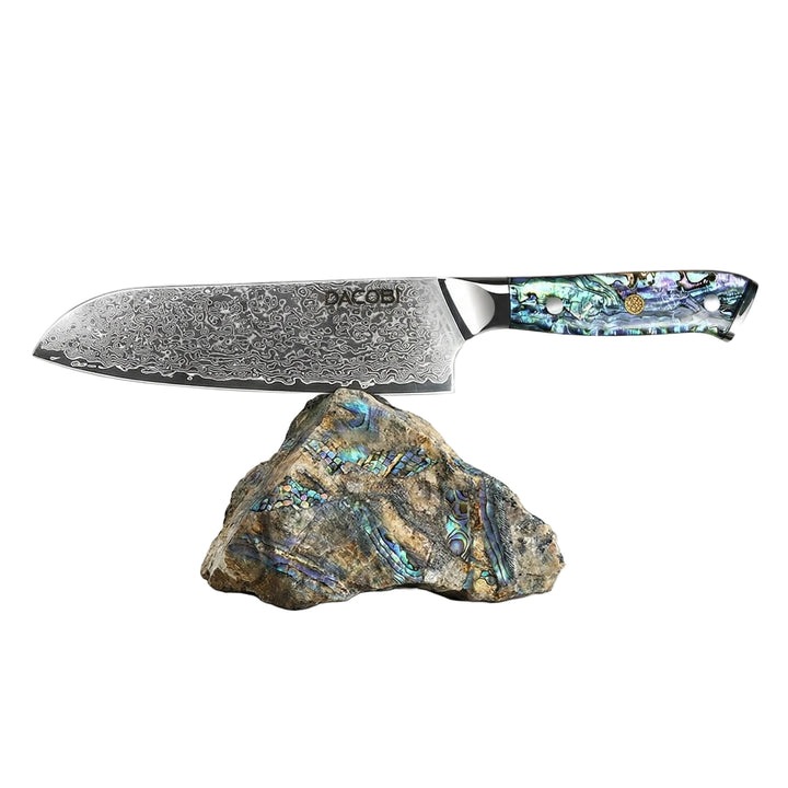 Cuțit Santoku, cuțit pentru legume, oțel damasc, mâner rășină, 18 cm (C23)
