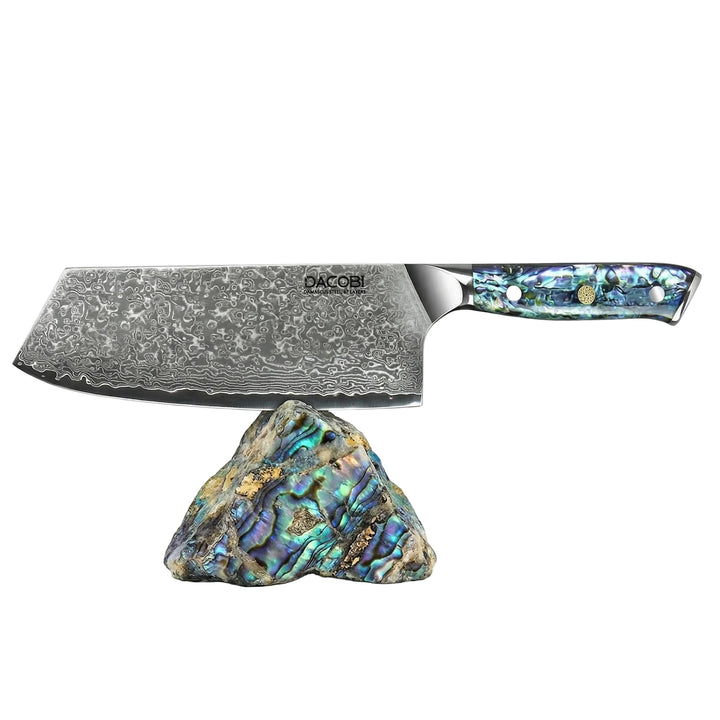 Satâr pentru tocat, damasc, mâner din rășină transparentă, 19.5 cm (C25)