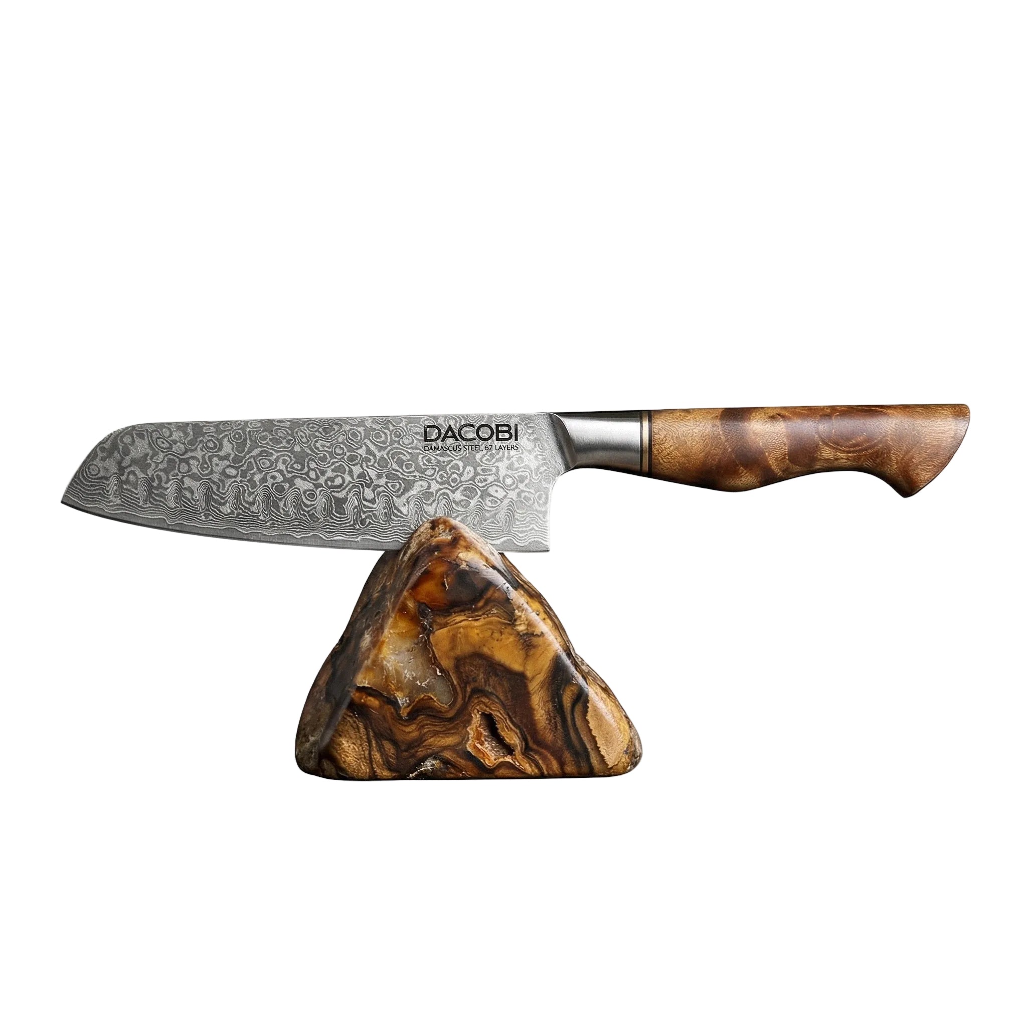Cuțit Santoku, mâner ergonomic Sycamore Wood, oțel damasc, 18 cm (C33)