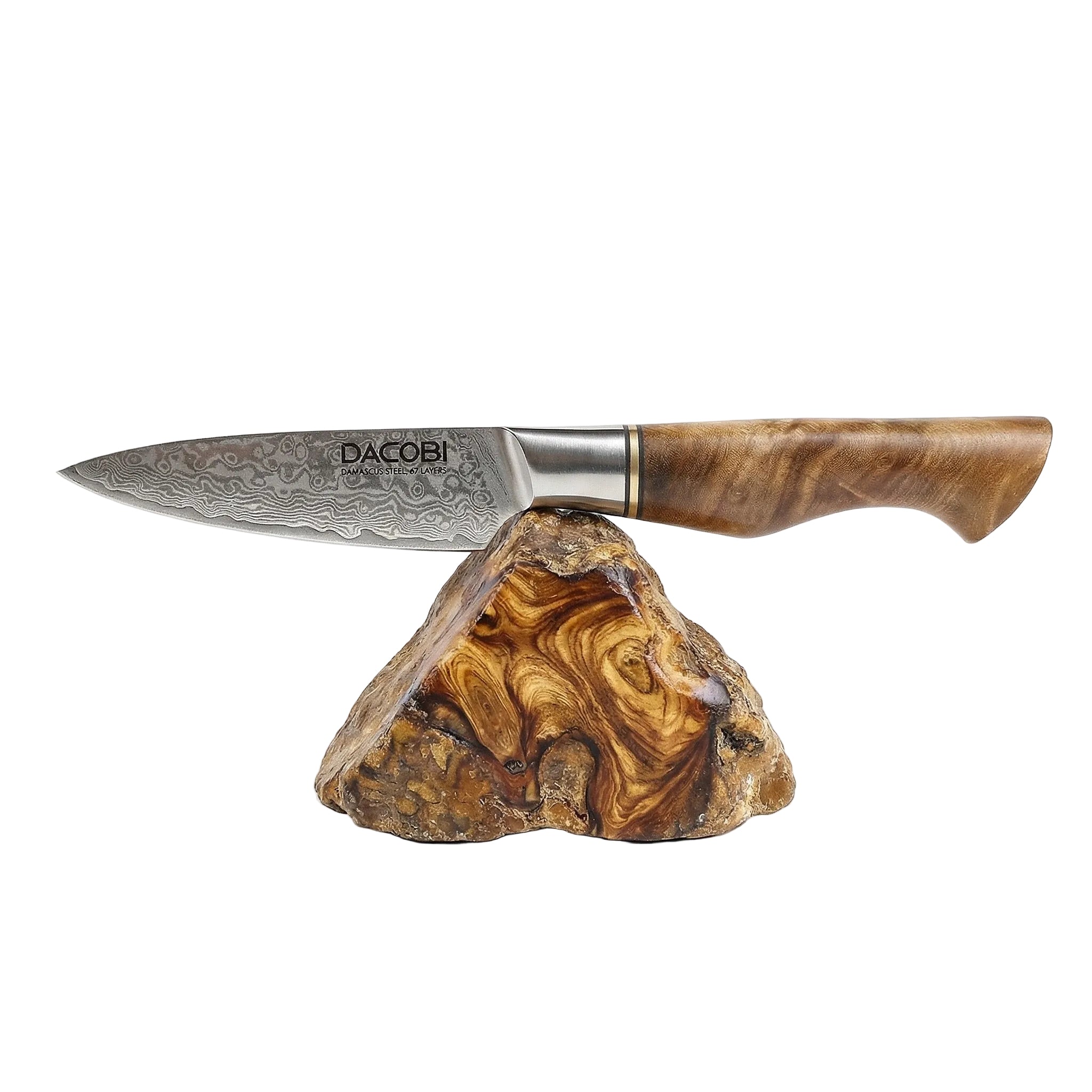 Cuțit profesional pentru decojit, oțel damasc, mâner Sycamore wood, 9 cm (C34)