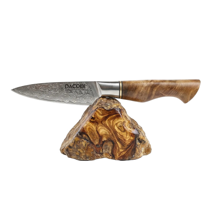 Cuțit profesional pentru decojit, oțel damasc, mâner Sycamore wood, 9 cm (C34)