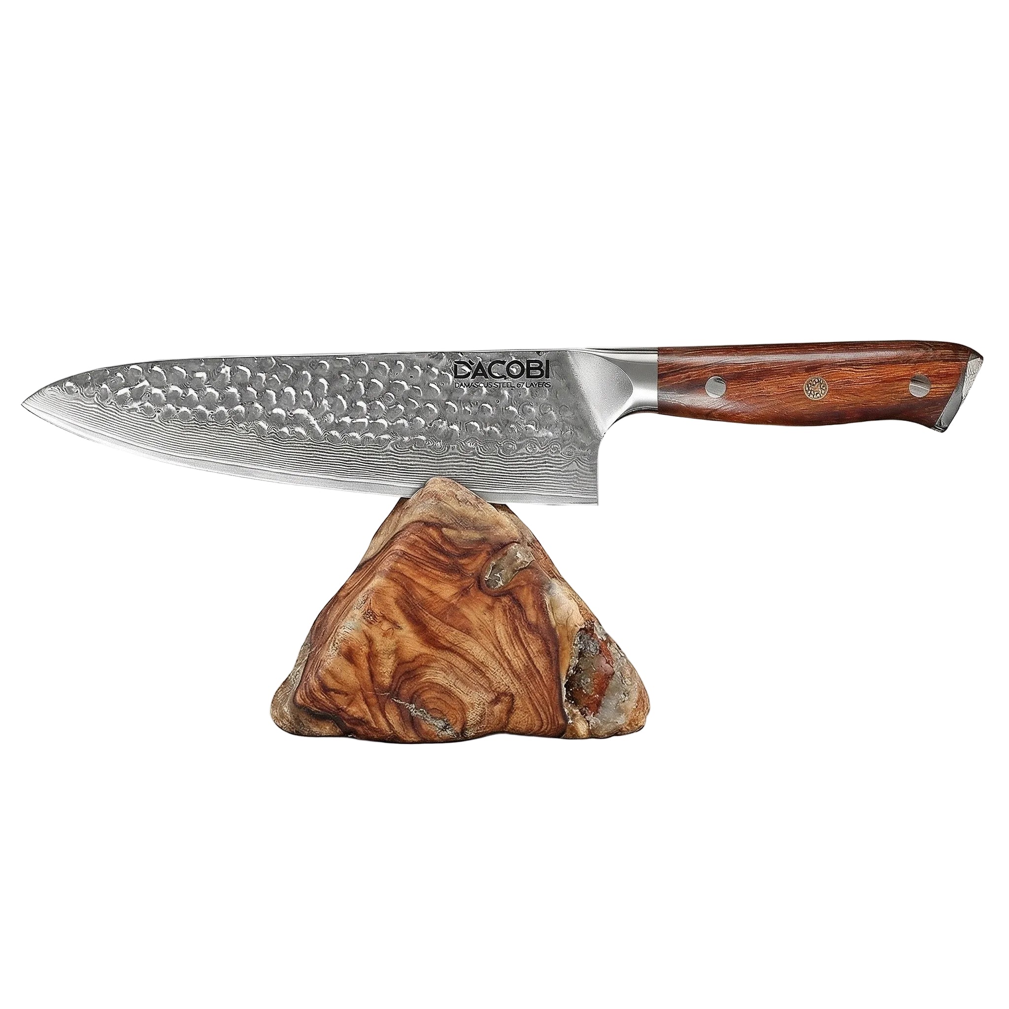 Cuțitul bucătarului profesional, oțel damasc, mâner lemn desert ironwood, 21 cm (C40)