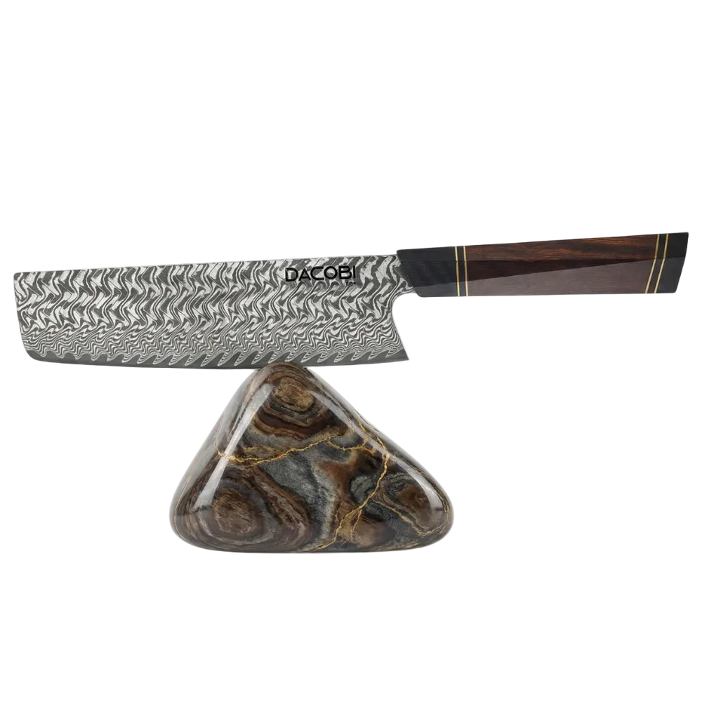 Cuțit profesional Nakiri, oțel damasc, mâner desert ironwood, 18.5 cm (C55)