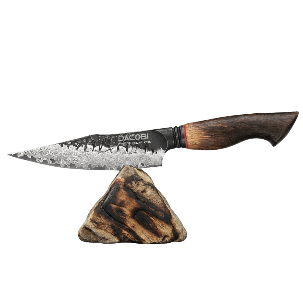 Cuțit universal cu mâner de stejar alb, oțel damasc, 14 cm (C63)