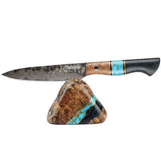 Cuțit universal cu mâner de arțar stabilizat, oțel damasc, 12.8 cm (C70)