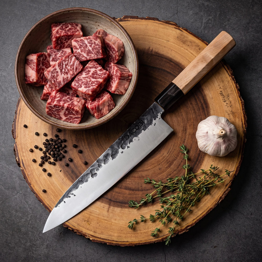 Cuțit Gyuto Tsuchime, lamă forjată cu ciocanul