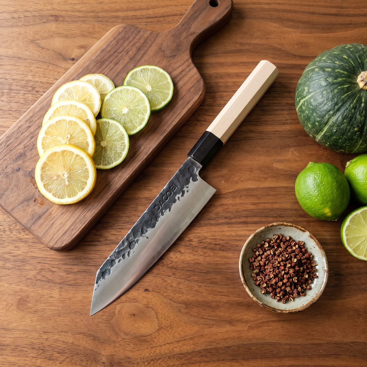 Cuțit Kiritsuke Tsuchime, detaliu lamă 14C28N