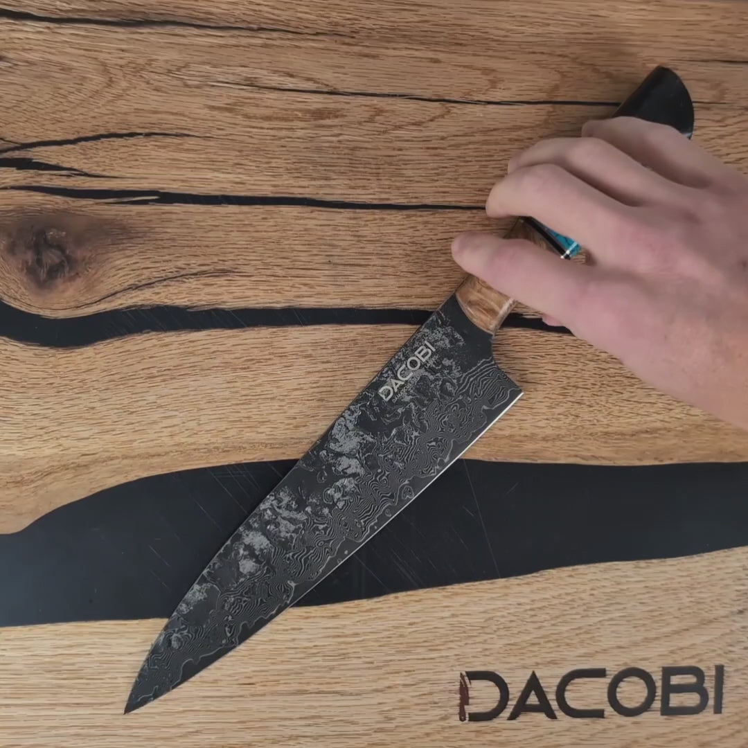 Cuțitul bucătarului, mâner ergonomic, oțel damasc, 22 cm (C67)