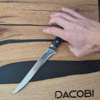 Cuțit pentru filetat, damasc, mâner rășină model fagure, 17 cm (C16)