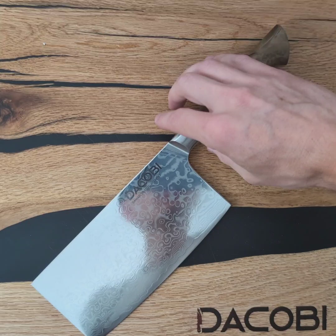 Satâr profesional pentru mărunțit, oțel damasc, mâner Sycamore wood, 17 cm (C36)