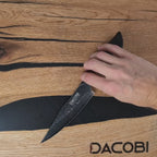 Cuțit universal cu mâner de stejar alb, oțel damasc, 14 cm (C63)